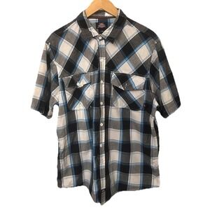 Authentic Dickies Men's 2XL Short Sleeve Plaid Button Down Collar Shirt-00113